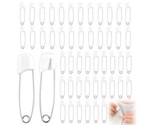50 Pièces Épingles de Sûreté 55mm, Épingles à Nourrice pour Vêtements, Blanc Épingle de Sûretés, pour Couches, Vêtements, DIY, Pantalons, Durables et Pratiques, Convenient and Safe