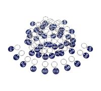 50 Pièces Étiquettes de Plaques Numérotées Métalliques Bleues