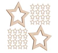 50 Pièces Étoile Ajourée en Bois Inachevé pour Loisirs Créatifs | Surface Prête à Peindre, Décoration Rustique, pour Ateliers Diy, Classe, Table et Panneau D’affichage