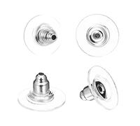 50 pièces Fermoir Boucles d'oreilles silicone,fermoirs de boucles d'oreilles en caoutchouc,Attache Boucles d'oreilles,pour Remplacement Bricolage,Argenté,transparent