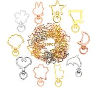 50 Pièces Fermoirs À Griffes De Homard Pivotant En Métal Forme D'étoile Pour La Fabrication De Bijoux, Fermoir En Alliage De Coeur Anneaux De Porte-clés Pour L'artisanat Bricolage Lanière Créative