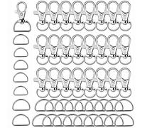 50 Pièces Fermoirs Pivotants pour Homard, Griffe Crochets et Anneau en D en Métal 2 Types, Porte-clés Détachables pour Lanière, Boucle Sangles Ceinture Sac à dos Couture Bricolage