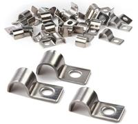 50 Pièces Fixation Grillage Rigide sur Mur Cavalier Cable Electrique Fixation Epaissi U Tube Pince Colliers de Serrage Collier de Serrage Inox Clips Cable Monotrou Collier (10mm)