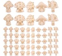50 Pièces Formes Champignon en Bois Non Finition | Lot pour Décorateurs et Ateliers, Double Face Polie, Bords Brûlés Lisses, Surface Vierge