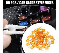 50 Pièces Fusibles Lame de Voiture Universels 5AMP APM/ATM - Protection contre les Courts-Circuits - Voiture, Bateau, Camion, SUV, Camping-Car - Plastique Métal Orange