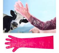50 Pièces Gants D'insémination Artificielle, Gants D'insémination Jetables, Gants Longs en Plastique Vétérinaire, Gants en Plastique Souple, Examen Vétérinaire, Nettoyage Ménager, Protection des Bras