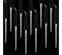 50 Pièces Glaçon en Plastique Torsadé de Noël - Ornements et Décor pour Sapin, Suspension, Vacances, Mariage (Argent, 5,12 Pouces)