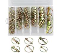 50 pièces Goupille de lynch avec anneau pour remorque de tracteur agricole，Assortiment de goupilles clips rond sécurité 4.5-6-8-11 mm Acier Galvanisé