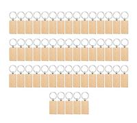 50 Pièces Gravure Sur Bois Porte-clés Vierge En Bois Formes Assorties Inachevé Avec Anneaux En Métal Pour Bricolage Artisanat Rustique
