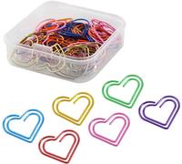 50 Pieces Heart Shaped Paper Clips,Creative Paper Clips,Metal Paper Clips Office Paper Clips Heart Shaped Office Book Document Paper Photo