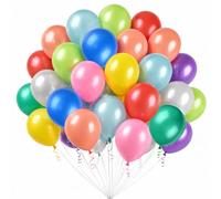 50 Pièces Latex Ballons Multicolores, 12 Pouces Ballons Anniversaire Surface Nacrée 10 Couleurs, Idéal pour Décoration Anniversaire, Mariage, Fête, Baby Shower, Arcs, Guirlandes et Fond Photo