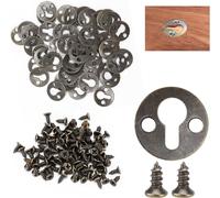 50 Pieces Lockhole Hangers,Hook Frame Keyhole Fasteners with 100 Screws,Metal Shelf Hanging Type Double Hole in Vintage for Hanging Picture Wall Photo Frame Mirror