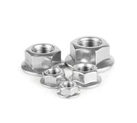 50 pièces M3 M4 M5 M6 M8 M10 M12 304 écrous à bride à tête hexagonale à tête hexagonale dentelée Spinlock en acier inoxydable(M6(10PCS))