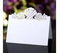 50 pièces Marque Place 12 * 9cm Porte Nom Table Perle Blanche Carte nom Table pour Décoration de Fête de Mariage