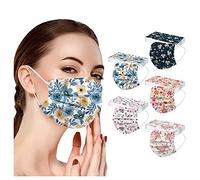 50 Pièces Masque Facial Adulte Protection jetable de la Bouche et du Nez avec Motif Papillon Imprimé Bandana Masque 3 Plis Contre la poussière Foulards en Tissu Multifonctionnel Foulards (#15)
