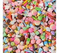 50 pièces mignon slime charmes ensemble mixte résine Flatback faisant des fournitures pour bricolage artisanat fabrication et ornement Scrapbooking perles assorties bonbons fruits gâteau ornement