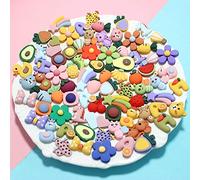 50 pièces mignon slime charmes ensemble mixte résine Flatback faisant des fournitures pour bricolage artisanat fabrication et ornement Scrapbooking perles assorties bonbons fruits gâteau ornement