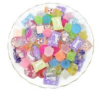 50 pièces mignon slime charmes ensemble mixte résine Flatback faisant des fournitures pour bricolage artisanat fabrication et ornement Scrapbooking perles assorties bonbons fruits gâteau ornement