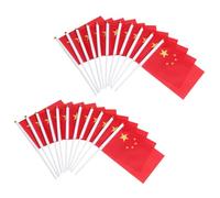 50 Pièces Mini Drapeau National Chinois Rouge Mât, Polyester PVC | Jardins et Fêtes de Parade, Design Détaillé à Cinq Étoiles, Lot Tige Incluse