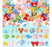 50 Pièces Mini Figurines d'Océan, Figurines d'animaux Marins, Mini Animaux en Résine, Mini Figurines d'animaux, pour DIY Aquarium Jardin Maison de Poupée Décorations