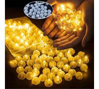 50 pièces Mini LED, Lumière de ballon jaune, Guirlande à piles, Longue autonomie Mini boule lumineuse, Lampe clignotante LED ronde pour lanternes en papier, ballons, fête, mariage, chambre, jardin, No