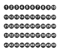 50 Pièces Nombres Magnétiques, 2cm Petits Chiffres Accents Magnétiques 1-50 Cercles Aimants Numérotés pour Salle de Classe Tableau Blanc Calendrier Réfrigérateur Maison École Bureau (Noir)