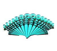 50 Pièces Oreille Stretching Kit 14G-00G - Acrylique Cônes et Bouchons + Tunnels en Silicone - Oreille Jauges Expander Set Body Piercing Bijoux (turquoise bleu)