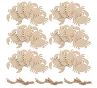50 Pièces Ornement Crabe en Bois Inachevé, Décor Mural Marin Beige | Surface Lisse, Grain , Bords Doux, Facile à Suspendre, pour Chambre D’garçon Fille, Présents Enseignants