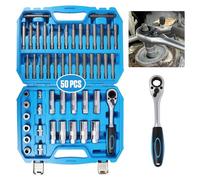 50 Pièces Outil Demontage Amortisseur Voiture - PARAOUTIL Coffret Demontage Tete Amortisseur avec Cliquet, Jeu de Clés à Douille pour le Démontage de L'écrou de L'amortisseur de Jambe de Suspension