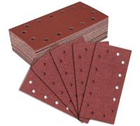 50 Pièces Papier A Poncer, 14 Trous, 230 X 115 Mm, Papier de Verre, Grain 40/60/80/120/240, Patin de Ponçage Rectangulaire pour Ponceuse Orbitale