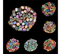 50 Pièces/Paquet Coloré Femmes Nail Art Manucure 3d Fruits Fimo Cannes Tiges Polymère Argile Bâtons Bricolage Décoration Autocollants Pour Nail Art