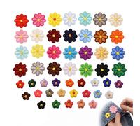 50 Pièces Patch Thermocollant Fleur, Écussons Brodés à Repasser ou à Coudre, Lot de Patchs de Réparation pour Vêtements, Jean, Veste, Sac à Dos, Chapeau, Décoration DIY Multicolore Enfants Adultes