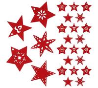 50 Pièces Pendentifs Étoile en Bois Rouge pour Bricolage Noël Déco | Surface Lisse et Propre, Style Délicat Simple, pour Art Maison, Lot de 50 Pièces
