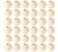 50 Pièces Perles en Bois 18mm - Boules Naturelles Pour Décorations Artisanales, Bracelets, DIY (50, 18mm)