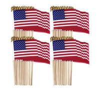 50 Pièces Petit Drapeau Américain Portatif à Main, Bois Polyester | Portabilité à Main, Lot pour Fêtes, Jardin et Activités en Classe, Usage Facile