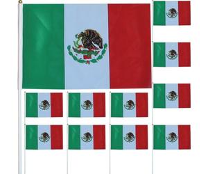 50 Pièces Petit Drapeau du Mexique à Main Bâton, Polyester | Lot de Petits Fanions Mexicains, Décorations de Fête Mexicaines, Usage Maison