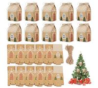50 Pièces Petites Boîtes Cadeaux De Noël Marron Boîtes De Noëladaptées à Diverses Fêtes Et événements Peuvent être Utilisées Pour Emballer Des Cadeaux Et Des Collations 7 X 5 X 10.5 Cm