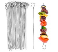 50 Pièces Pique a Brochette en Acier 20cm,Brochettes pour Barbecue,Pique a Brochette Inox/Pique a Brochette en Métal pour Guimauves, Chocolat, Snacks de Feu de Camp, Légumes, Poisson
