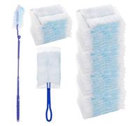 50 Pièces Plumeau Poussiere Recharge Kit - Plumeau Télescopique, Fibre Électrostatique, avec 1 Manche Pliable et 1 Manche Télescopique 90 cm, pour Maison et Bureau