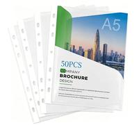 50 Pièces Pochette Plastique A5 Perforée Transparente 50 Microns, Chemise Plastique Fine pour Classeur A5 6 Anneaux, Petite Pochette Plastiques pour Fourniture Scolaire et Bureau, Protège Document