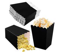 50 Pièces Popcorn Boîtes, 5,5x7,5x10,7 cm Sacs de Pop-Corn en Papier, Petites Cornet Pop Corn, Conteneur de Bonbons en Carton pour Fêtes D'anniversaire Cinéma Noël Mariages Carnaval (Noir)