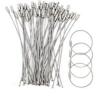 50 Pièces Porte-Clés Acier Inoxydable,Anneaux Porte ttache Porte Clef De 15cm Boucles De Porte n Câbles Avec Serrure à Vis Pour Randonnée En Plein Air