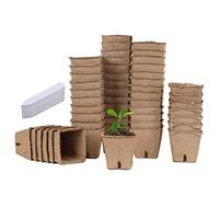 50 Pièces Pot Semis Biodegradable, Pots de Tourbe pour Semis de Jardinage, Pot Semis Tourbe, Godet Semis Bio Germination Plateau Fibre Mini Serre Jardin Petit Pot Fleur Jardinage Potager 6cm×6cm