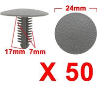 50 Pièces Pousser tapis gris Type bavettes pare-chocs fixation aile retenue Agrafes 7mm