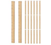 50 Pièces Règle Double Échelle en Bois 30cm 12 Pouces, Kaki