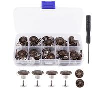 50 Piecès Remplacement de Boutons de Pantalon,Bouton de Jeans de 17mm Bouton Rétractable Réglable en Métal pour Réparation de Pantalons Manteau Vestes