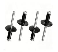 50 Pièces Rivet Noir à Grande Bride, 3,2 mm 4 mm Mandrin en Acier à Poignée en Aluminium Rivets Pop à Grande Tête pour Carrosserie Automatique, RV, Maison DIY Métal(4x12x12mm)
