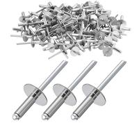 50 Pièces Rivets Aveugles à Grande Bride 6,4mm, Aluminium Rivet Plaque Immatriculation à Tête Bombée à Grande Tête pour Travail Bois, Tôle, Véhicules Automobiles, Mécaniques(6.4X25X16mm)