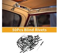 50 Pièces Rivets Aveugles À Tête De Dôme À Grand Bride En Aluminium Noir Argenté Diamètre De Prise 3,2Mm Longueur De Prise 16Mm Diamètre De Bride 6,7Mm