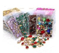 50 pièces/sac brillant 24 couleurs forme mixte coudre sur verre strass or griffe cristal boucle bricolage décoration de mariage vêtements/chaussures/robe Deep Purple